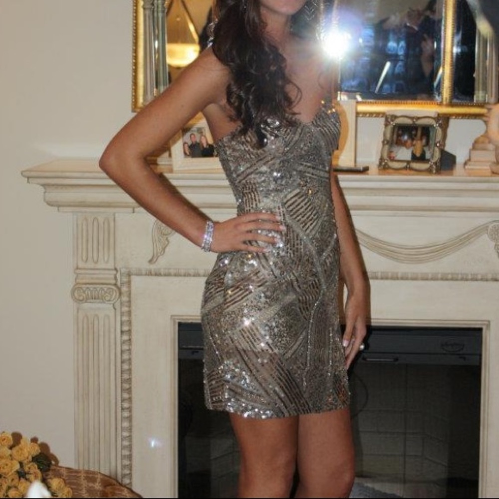 SCALA sequin strapless dress short mini